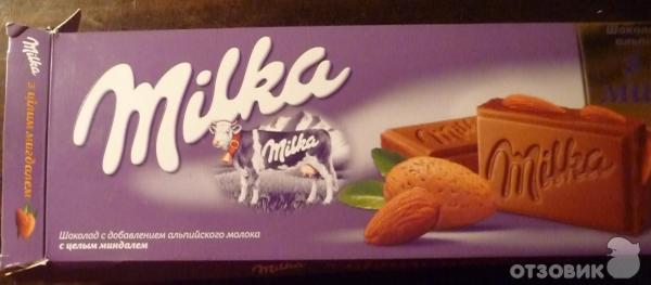 Шоколад Milka с целым миндалем фото