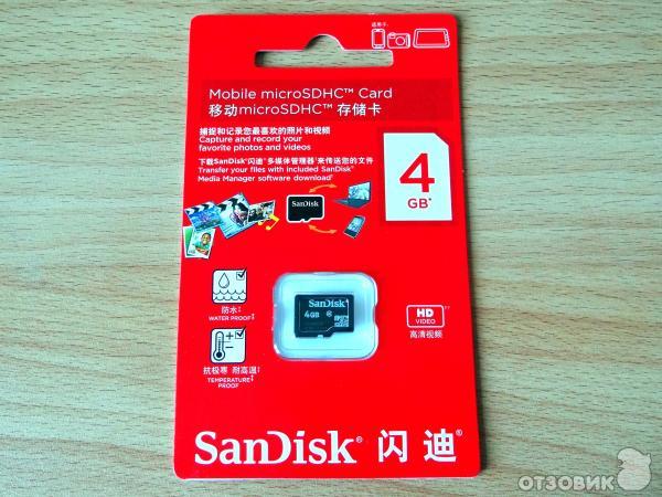 Карта памяти SanDisk MicroSDHC 4GBG фото